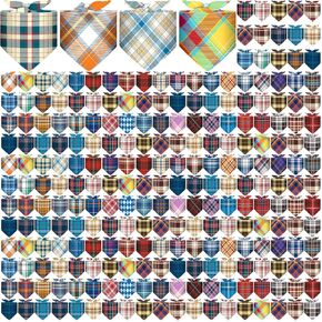 180 PCS Dog Bandanas Bulk Hawaiian Triangle Dog Dicfs Bib Bandanas Plaid Flamingo Pet Triangle Bibs Kerchief Bandana القابلة للتعديل للملحقات الأليفة للأزياء (منقوشة)