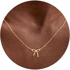 Bow Necklace 14K Gold Plated Pendant Butterflyknot Pendant Gold Ribbon Jewelry Bowknot Necklace for Woman