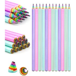 12pcs قوس قزح ملون ما قبل الحافة ، HB #2 ، صديق للبيئة والبلاستي