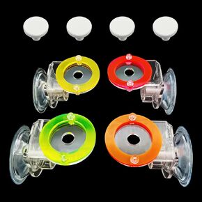 Fluorescent Acrylic frag Plugs Holder for Coral，Live Coral Reef frag Bracket，Coral frag Rack with Suction Cups, This Set Contains Four Acrylic Holders and Four White Premium Ceramic Bases