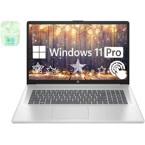 HP 17.3" Touchscreen Business & Student Laptop Computer, 64GB RAM 2TB SSD, AMD Ryzen 5, 1600 x 900 Display, Windows 11 Pro Laptop with Microsoft Office Lifetime Suite, PLUSERA Earphones, Silver