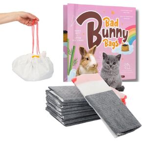 Litter Box Liners, 22 pack Super Absorbent Carbon Odor Eliminator Rabbit Litter Pad Bags- Adhesive, Contactless Cage Liner (Large) (Charcoal, X-Large)