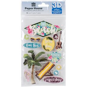 ملصقات Paper House ثلاثية الأبعاد 4.5 "× 7.5" ، شاطئ
