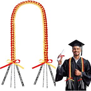 Graduation Leis 2025 Graduation Leis Class of 2025 Graduation Ribbon Lei Handmade Graduation Braided Necklace Graduation Gift Party Accessories for Women Man Grad Gift Party Supplies, Blue and Gold