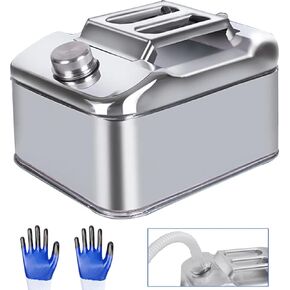 5 Gallon Metal Water Can 304 Stainless Steel Can with Flexible Nozzle System Pressure Relief Valve Safety Configuration Portable for ATV UTV SUV MPV Trailer and Off Road Camping （20 Litre）