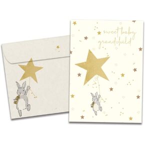 Tree-Free Greetings - New Baby Greeting Card - Artful Designs - 1 Card + Matching Envelope - Made in USA - 100% Recycled Paper - 5 x 7 - A Great Welcome (GO64420)