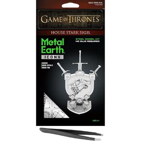 سلسلة Metal Earth Premium Series Game of Thrones House Stark Sigil 3D Metal Model Kit Backdle مع ملاقط السحر