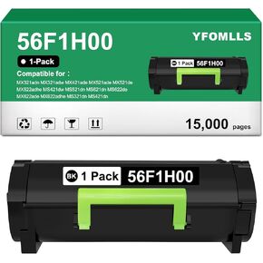 56F1H00 خرطوشة الحبر عالية العائد متوافقة مع خرطوشة الحبر Lexmark 56F1H00 لـ MS421 ، MS521 ، MS621 ، MS622 ، MS321 ، MX321 ، MX421 ، MX521 ، MX522 ، MX622 ، LASER (1 Pack ، 15000 Page)