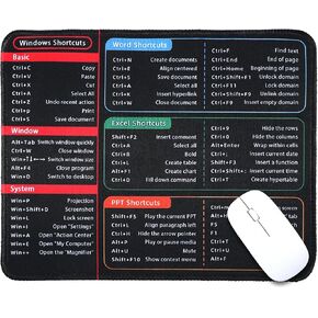 Excel اختصارات Mousepad ، 26x21x0.2cm excel ورقة الغش لوحة المكتب وسادة الماوس Excel للمكتب الإنتاجية المحسنة