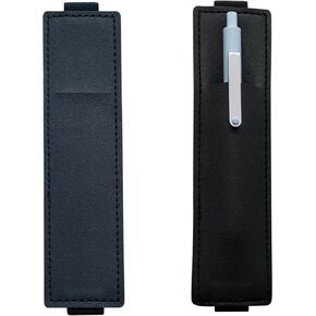 2 PCS Adjustable Pen Holder Elastic Band, PU Leather Pen Sleeve for Notebook and Books (Blue, Gray)