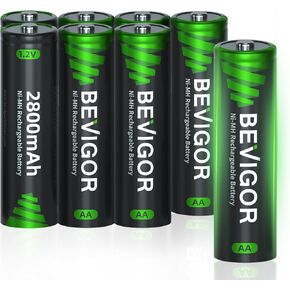 BEVIGOR Rechargeable AA Batteries,2800mAh High Capacity Double A Batteries 1.2V NiMH Low Self Discharge AA Batteries 24 Pack