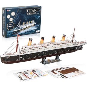 طراز سفينة Titanic Titanic ثلاثي الأبعاد ، 282 قطعة ، طوله 36 بوصة ، مع مصابيح LED ، ولغز الورق من RMS Titanic