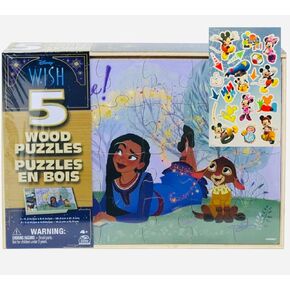 Disney Wish 5pk Wood Puzzle and Sticers Set