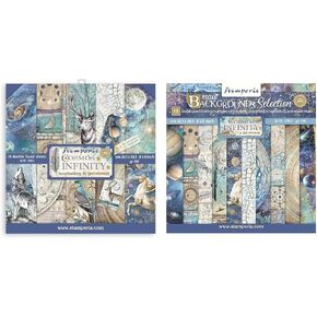 حزمة Stamperia International Cosmos Infinity Bundle: 8 "× 8" لوحة ورقية مزدوجة على الوجهين + 8 "× 8" لوحات ورقية على الوجهين