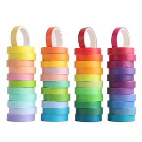 48 ROLLS WASHI TAPE SET ، شريط تقنيع ملون من قوس قزح 9 مم ، شريط زخرفي لمجلة الرصاص ، سجل القصاصات ، الفنون والحرف اليدوية DIY ، لوحة الرؤية ، زخرفة العطلات