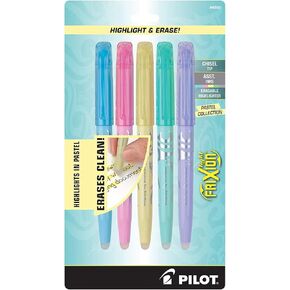 PILOT FriXion Light Pastel Collection Erasable Highlighters, Chisel Tip, Assorted Color Inks, 5-Pack (46543),Limited Edition