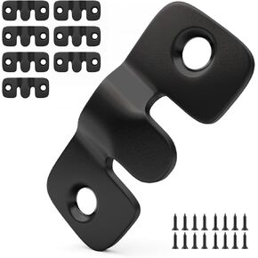 8PCS Black French Cleat Hanger, Interlocking Picture Hanging Tool Kit, Stainless Steel Mirror Hanging Hardware, Flush Wall Mount Bracket, Hanging Buckle Hook for Art Frame (2 Holes)