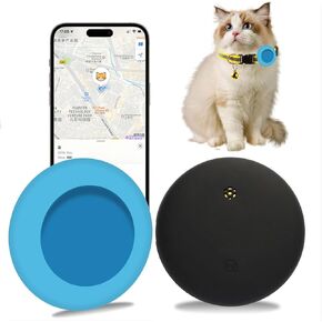 Pet Tracker for Cat ، Smart Cat Tracker مع Holder ، جهاز تتبع معتمد من MFI ، لا توجد رسوم شهرية ، يعمل مع Find My ، Twlar غير مدرج ، وليس GPS Tracker (iOS فقط) - الأزرق ، الصغير
