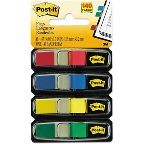 3M Post-It أعلام في موزعات ، 1/2 × 1-3/4 ، 35/لون ، 4 ألوان/حزمة (MMM6834)