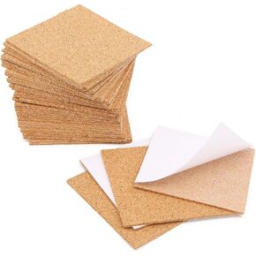40 Pcs Square Self-Adhesive Cork Sheets,4"x 4" Cork Mats Backing Sheets Mini Wall Cork Tiles for Heat Resistant Coasters and DIY Crafts Supplies