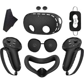 for Meta Quest 3s Accessories,BOVUGAC Silicone face Cover, VR Shell Cover Case,Compatible with Quest 3s Controller Grip Cover,Protective Lens Cover,Disposable Eye Cover,7 in 1-Purple