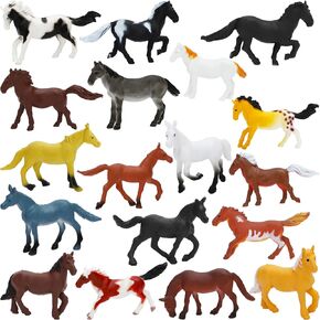 ONEST 18 Piece Mini Horse Playset - Hand Painted Detailed Plastic Horse Figures for Kids & Adults