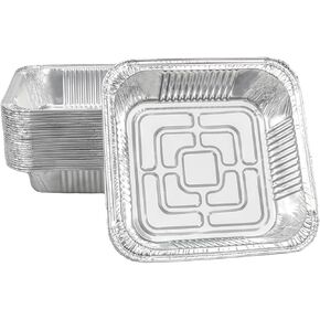 Non-Stick Disposable Air Fryer Aluminum Foil Liners Square 50PCS, Oil-Proof Aluminum Foil Tin Box Also for Steamer Basket Instant Pot Oven & Grill (8 * 8 Inch-Square)