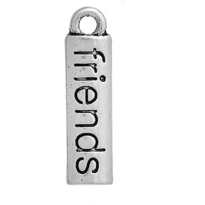 Pepperlonely 20pc سحر أصدقاء سبيكة سبيكة فضية عتيقة 20x5mm (6/8 "x2/8")