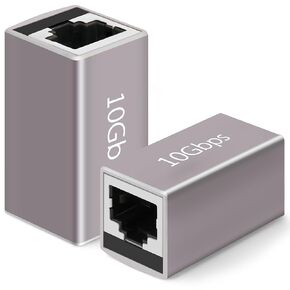 RJ45 Coupler 10Gbps, Aluminum Alloy RJ45 Ethernet Female to Female Adapter 10 Pack,Cat8/Cat7/Cat6a/CAT6/CAT5e/ Cat5 Ethernet Cable Extender Adapter, 328ft LAN Connector in Line Coupler