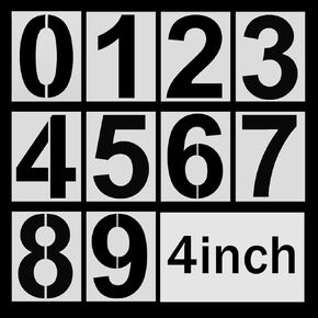 4 Inch Number Stencils, Plastic Number Stencil 0-9 Reusable House Numbers Stencil Curb Stencil Kit for Painting on Road, Wall, Wood, Mailbox, Cakes, Trucks(10 pcs)