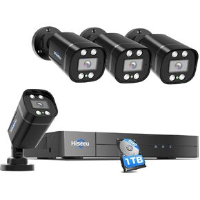 [350 درجة عموم + 90 درجة إمالة الشخص/المركبة] نظام كاميرا أمان سلكي Hiseeu PT 8ch 5MP H.265+ DVR 4 قطع كاميرات 1 تيرابايت HDD نظام كاميرا CCTV منزلي خارجي وداخلي، وصول عن بعد، رؤية ليلية، تسجيل 24/7