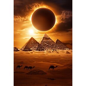 DIY 5D Diamond Art Painting Kits Sun and Camel Argyptian Pyramids Full Drill Round Diamond Art Paint by Number Mets for Beginner Crystal Cross Stitch for Wall Decoration (30x40 cm)