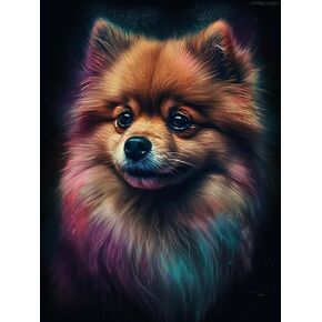 upablunso Diamond Art Painting kits للبالغين ، الكلب البميرانيان حيوان حيوان أليف ملون جرو 5D الماس الماسي للمبتدئين DIY DIAMOND KITS CRISTAL CRAFT DICK