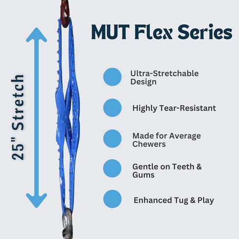 MUT Flex DANENT DAG TOY ، مواد متوافقة مع FDA ، مصنوعة في الولايات المتحدة الأمريكية ، السحب ، إرم ، تعويم ، جلب ، تعبئة ، تنظيف الأسنان ، مرنة ، أزرق in Kuwait