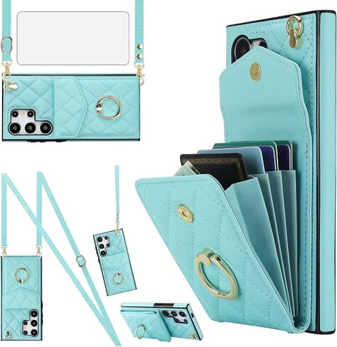 Asuwish Phone Case for Samsung Galaxy S24 Ultra 5G Wallet Cover with Tempered Glass Screen Protector and Wrist Strap Ring RFID Blocking Credit Card Holder Cell S24Ultra 24S S 24 24Ultra Women Wine Red in Saudi Arabia