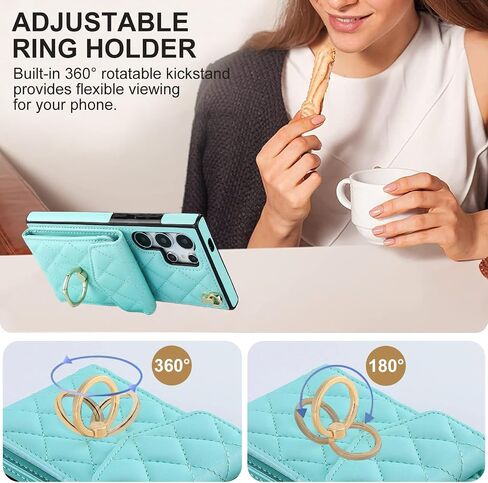 Asuwish Phone Case for Samsung Galaxy S24 Ultra 5G Wallet Cover with Tempered Glass Screen Protector and Wrist Strap Ring RFID Blocking Credit Card Holder Cell S24Ultra 24S S 24 24Ultra Women Wine Red in Saudi Arabia