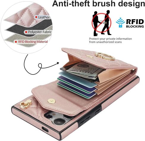 Asuwish Phone Case for Samsung Galaxy S24 Ultra 5G Wallet Cover with Tempered Glass Screen Protector and Wrist Strap Ring RFID Blocking Credit Card Holder Cell S24Ultra 24S S 24 24Ultra Women Wine Red in Saudi Arabia