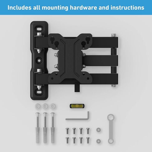 D-Line TV Wall Bracket for 13-27 Inch TVs, Tilt, Turn and Extend TV Wall Bracket with Spirit Level, Full Motion Monitor Mount - VESA 75x75mm - 100x100mm, Holds up to 55lbs in Kuwait