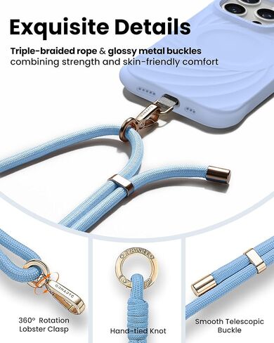 ORNARTO Adjustable Woven Phone Lanyard - Crossbody & Wrist Strap with Premium Metal Buckle, Skin-Friendly and Durable for Woman Man, Universal Compatible with Cell Phones, Black in Kuwait