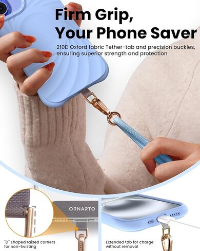 ORNARTO Adjustable Woven Phone Lanyard - Crossbody & Wrist Strap with Premium Metal Buckle, Skin-Friendly and Durable for Woman Man, Universal Compatible with Cell Phones, Black in Kuwait