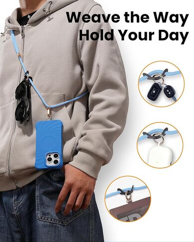 ORNARTO Adjustable Woven Phone Lanyard - Crossbody & Wrist Strap with Premium Metal Buckle, Skin-Friendly and Durable for Woman Man, Universal Compatible with Cell Phones, Black in Kuwait