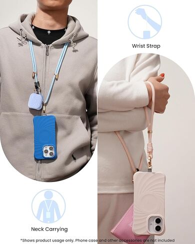 ORNARTO Adjustable Woven Phone Lanyard - Crossbody & Wrist Strap with Premium Metal Buckle, Skin-Friendly and Durable for Woman Man, Universal Compatible with Cell Phones, Black in Kuwait