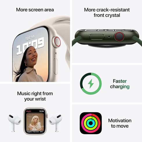 Apple Watch Series 7 (GPS, 41mm) Starlight Aluminum Case with Starlight Sport Band, Regular (Renewed) in Saudi Arabia