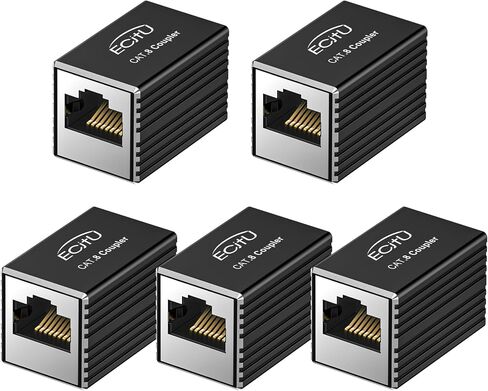 2 Pack RJ45 Coupler, Aluminum Alloy Shell, Ethernet Adapters Female to Female, 8-Pin Modular Straight Through Extender, Network Connectors for Cat8/Cat7/Cat6/Cat6a/Cat5e/Cat5 Ethernet Cable(Gold) in Saudi Arabia