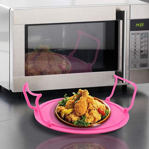 Microwave Plate Stacker, 3-in-1 Plastic Microwave Plate Holder Food Splatter Cover Carrying Tray with Foldable Handles for Bowls, Plates in Kuwait