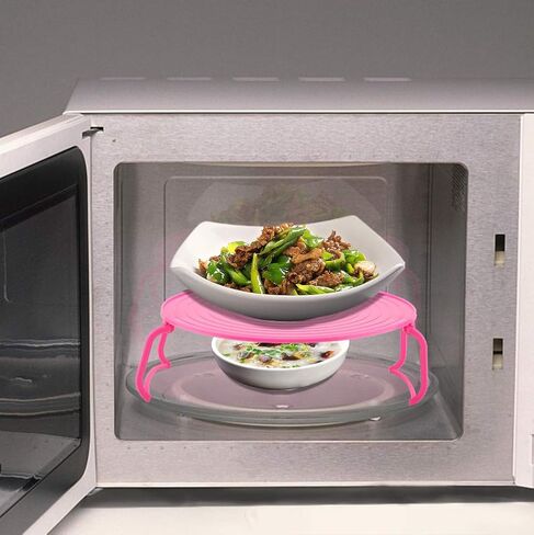 Microwave Plate Stacker, 3-in-1 Plastic Microwave Plate Holder Food Splatter Cover Carrying Tray with Foldable Handles for Bowls, Plates in Kuwait
