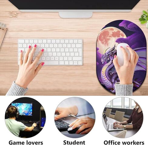 Mouse Pad, Computer Mouse Pad, Portable Office Non-Slip Rubber Base Wireless Mouse Pad, Laptop, Games, Office and Home, Purple Dragon Purple Moon in Saudi Arabia