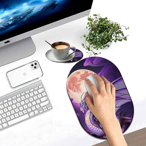 Mouse Pad, Computer Mouse Pad, Portable Office Non-Slip Rubber Base Wireless Mouse Pad, Laptop, Games, Office and Home, Purple Dragon Purple Moon in Saudi Arabia