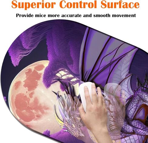 Mouse Pad, Computer Mouse Pad, Portable Office Non-Slip Rubber Base Wireless Mouse Pad, Laptop, Games, Office and Home, Purple Dragon Purple Moon in Saudi Arabia