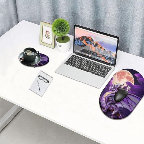 Mouse Pad, Computer Mouse Pad, Portable Office Non-Slip Rubber Base Wireless Mouse Pad, Laptop, Games, Office and Home, Purple Dragon Purple Moon in Saudi Arabia